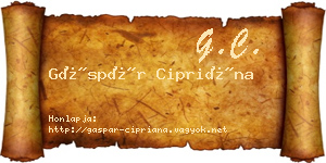 Gáspár Cipriána névjegykártya